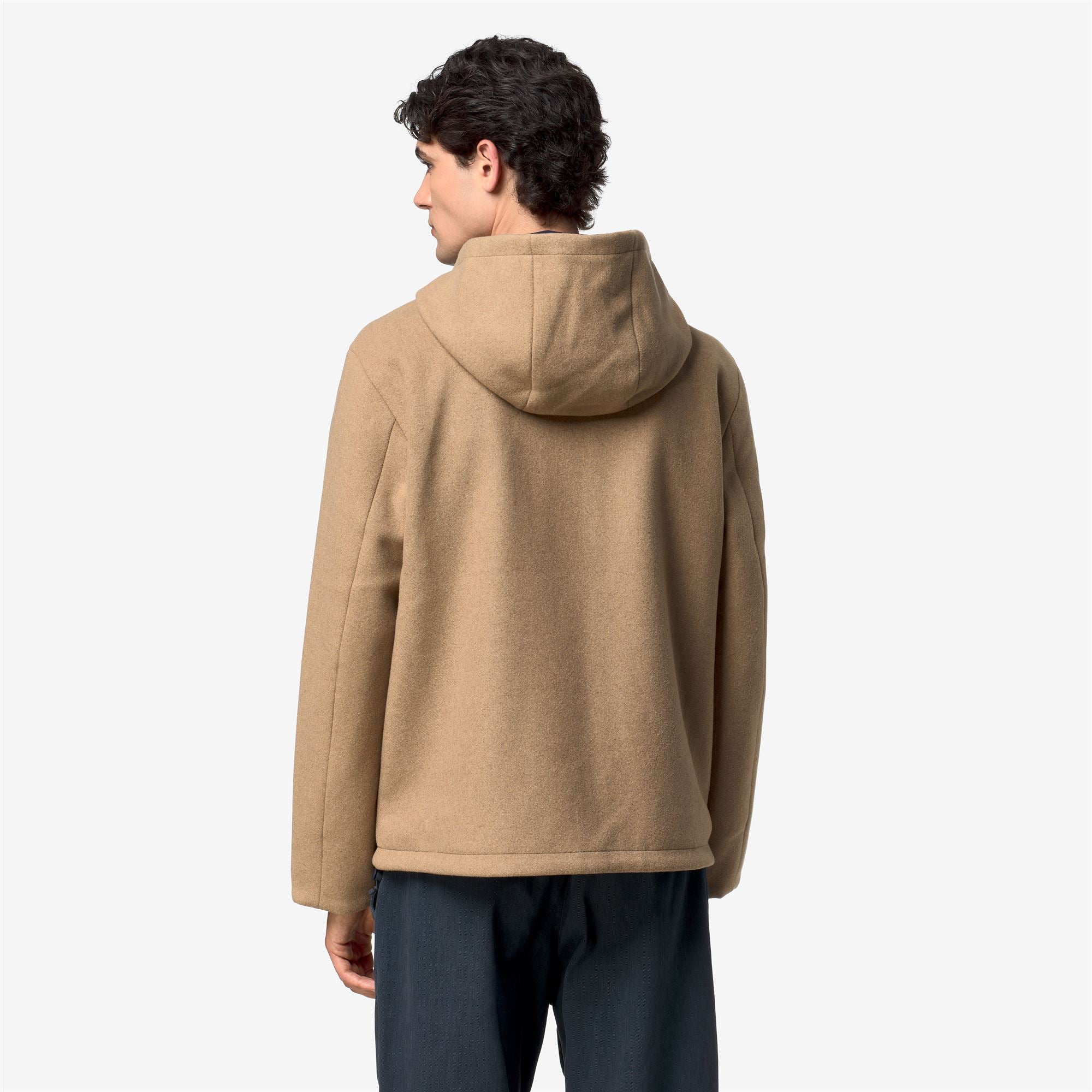 k-way-claudel-wool-bonded-double-veste-mi-longue-homme-beige-khaki-blue-depth image 3
