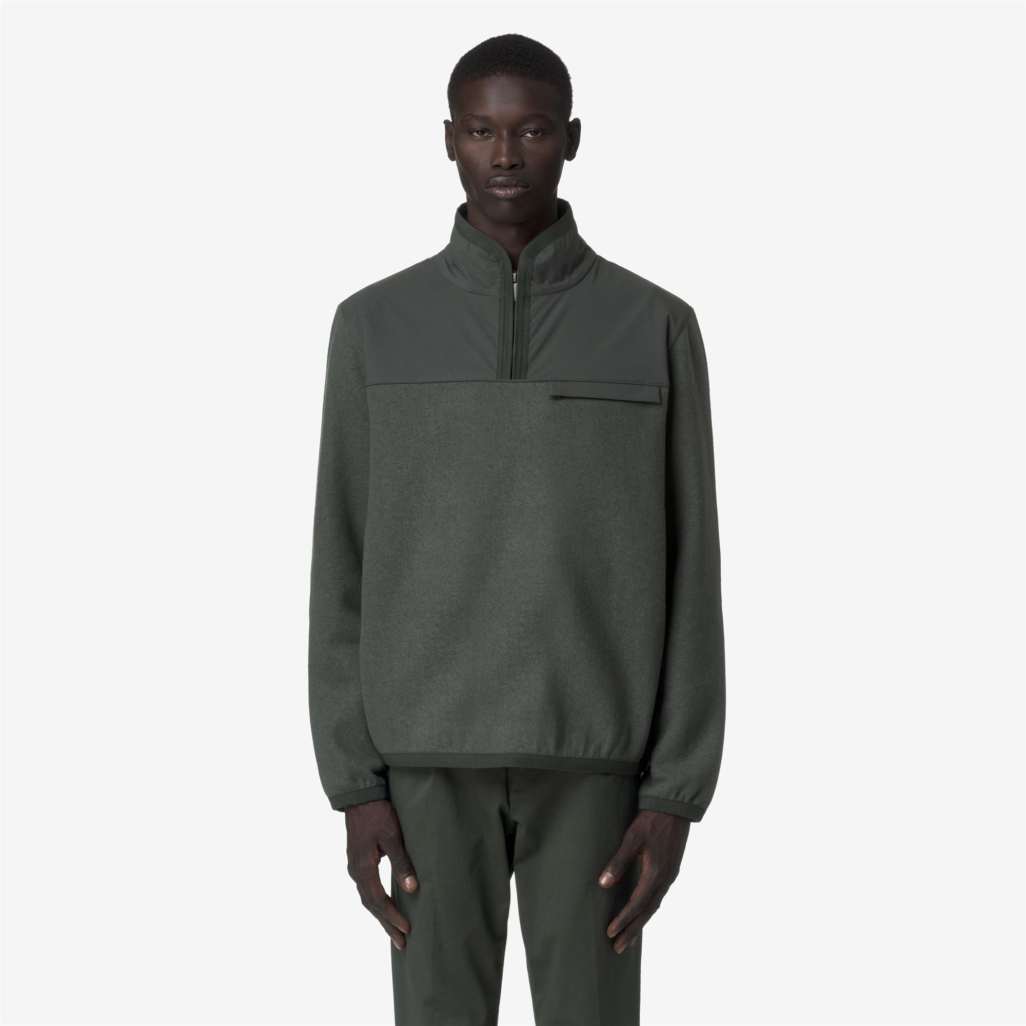 k-way-fleury-wool-nylon-mix-polaire-pull-over-homme-green-blackish-blue-airforce image 1