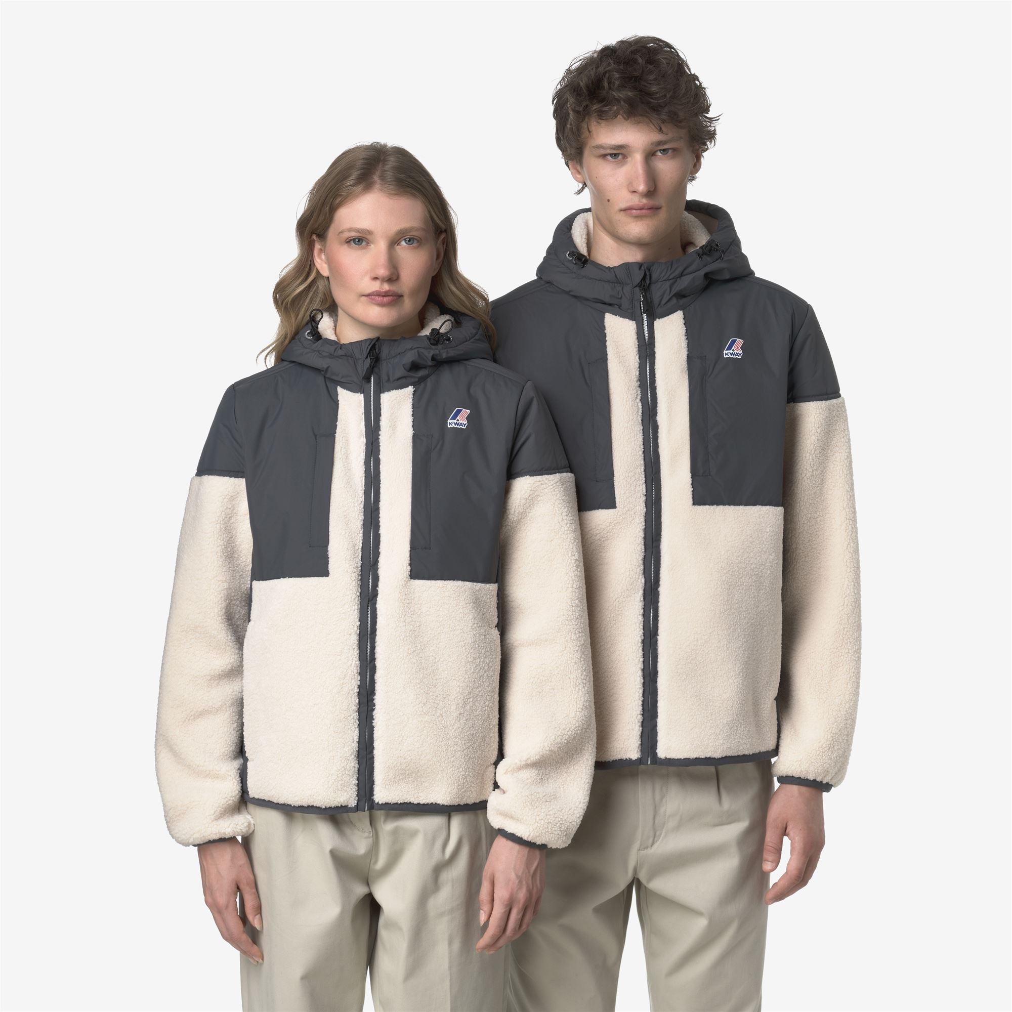 k-way-samson-4-0-orsetto-polaire-sherpa-zipp-e-unisexe-grey-shadow-dk-ecru image 4