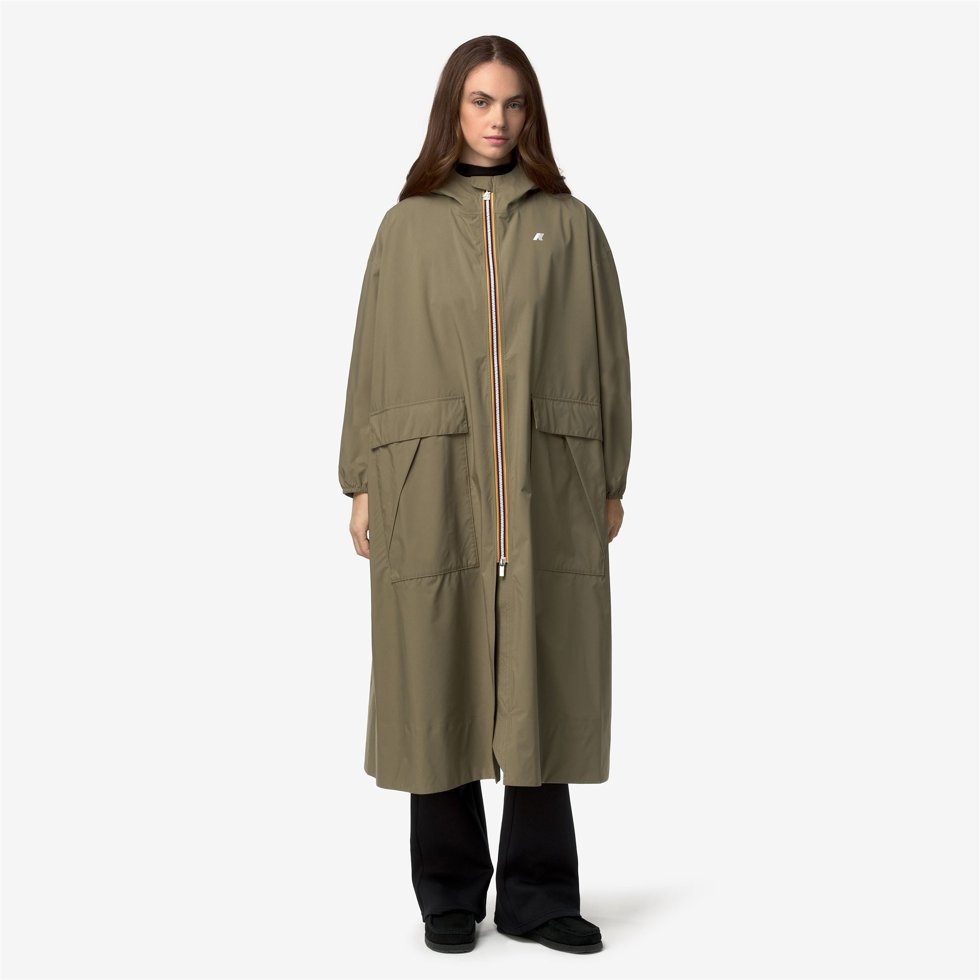 k-way-pernilla-stretch-dot-veste-longue-femme-green-army image 1