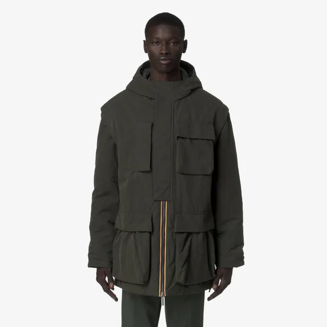 k-way-otto-cotton-feel-parka-mi-saison-homme-green-blackish image 1