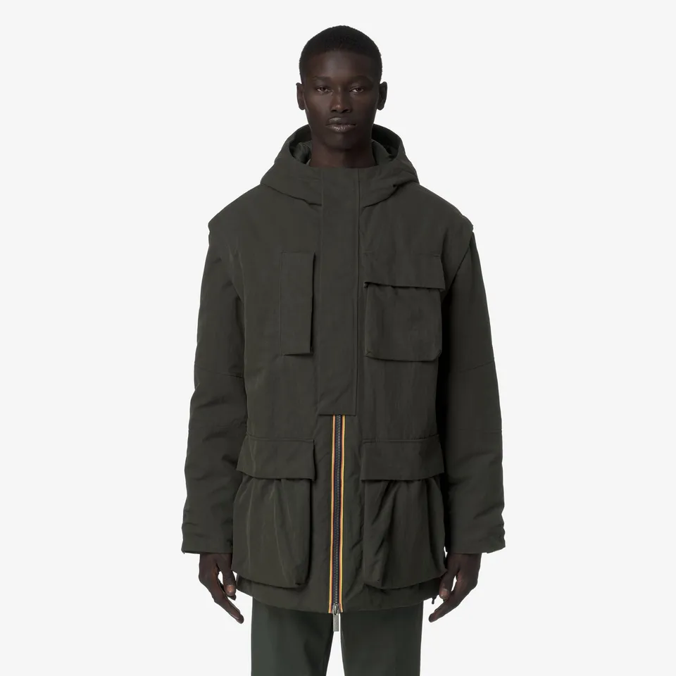 k-way-otto-cotton-feel-parka-mi-saison-homme-green-blackish image 1