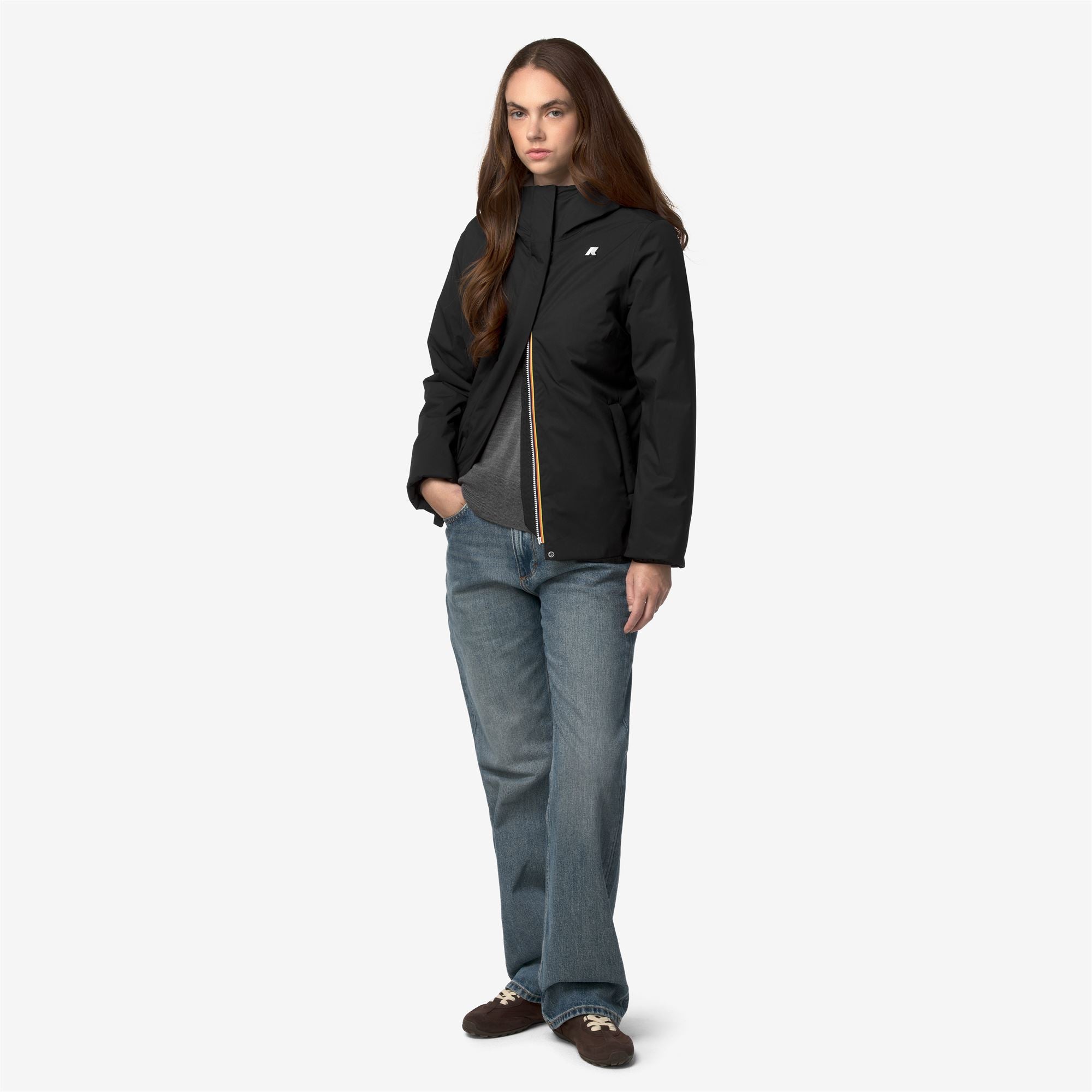 k-way-lil-twill-soft-beaver-veste-court-femme-black-pure-grey-warm image 4
