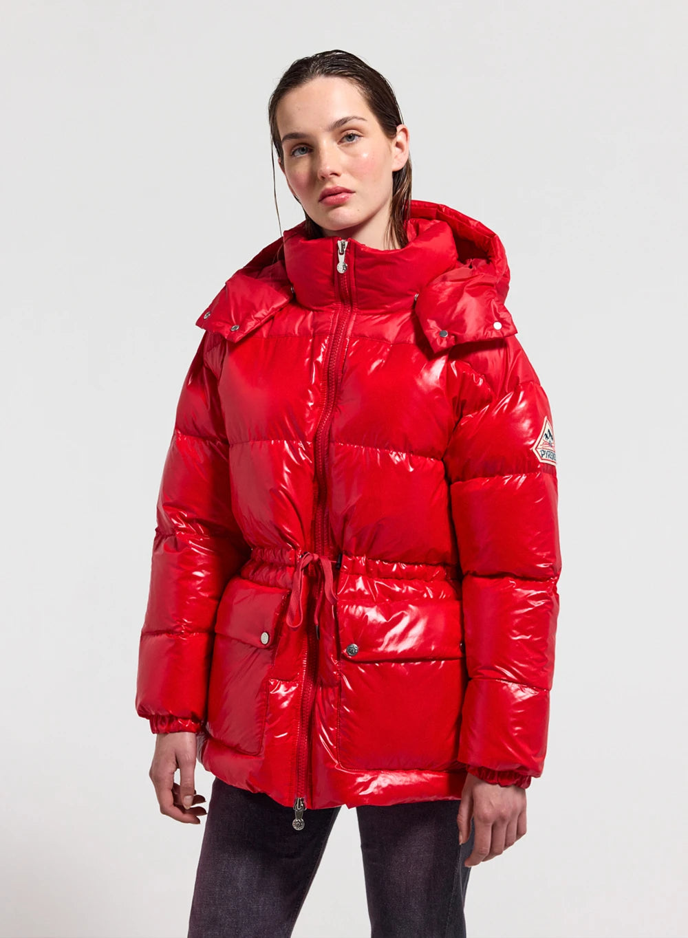 doudoune-femme-pyrenex-alexa-rouge-brillante-mi-longue image 1
