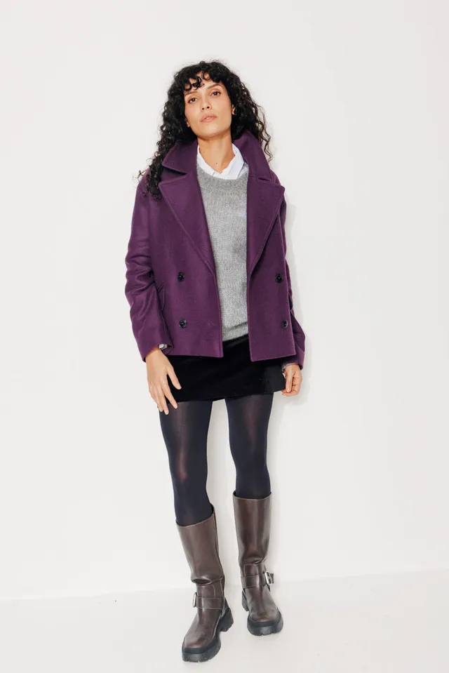 trench-coat-murier-manteau-court-oversize-gabardine-laine-recycl-e-violet image 1