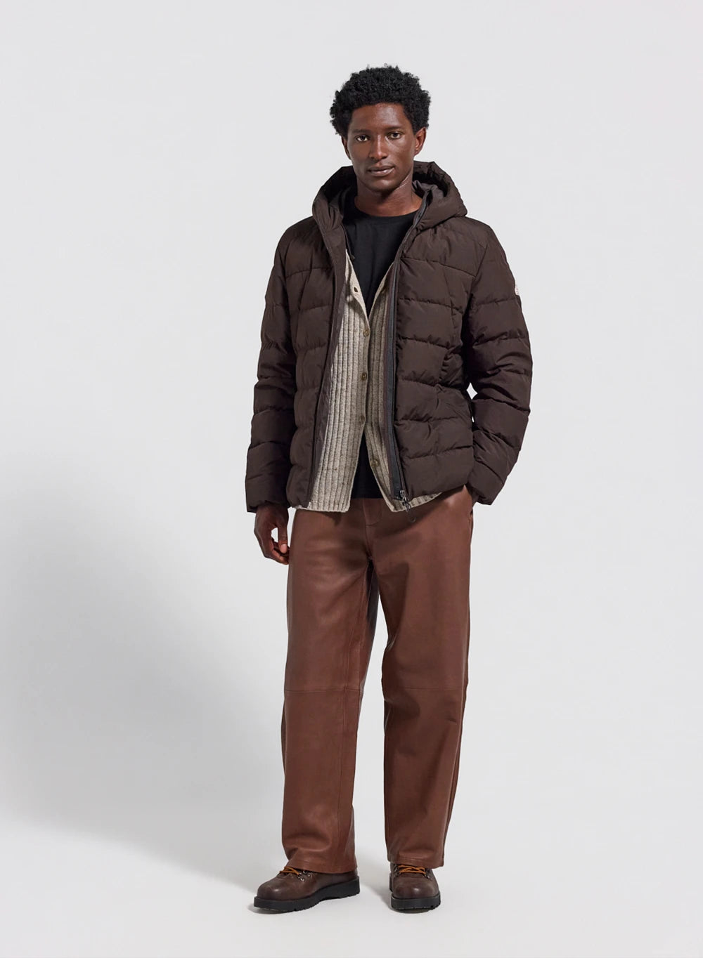 pyrenex-kepler-doudoune-capuche-homme-marron-fonc-imperm-able image 2