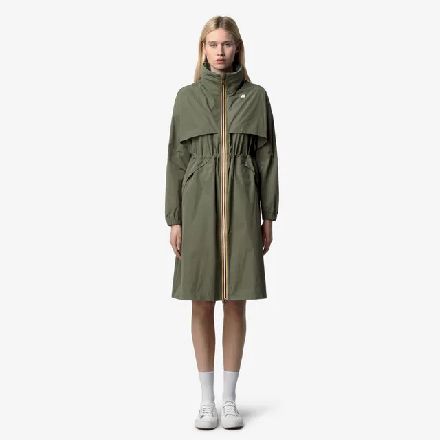 k-way-aube-memory-touch-veste-longue-femme-green-lichen image 1
