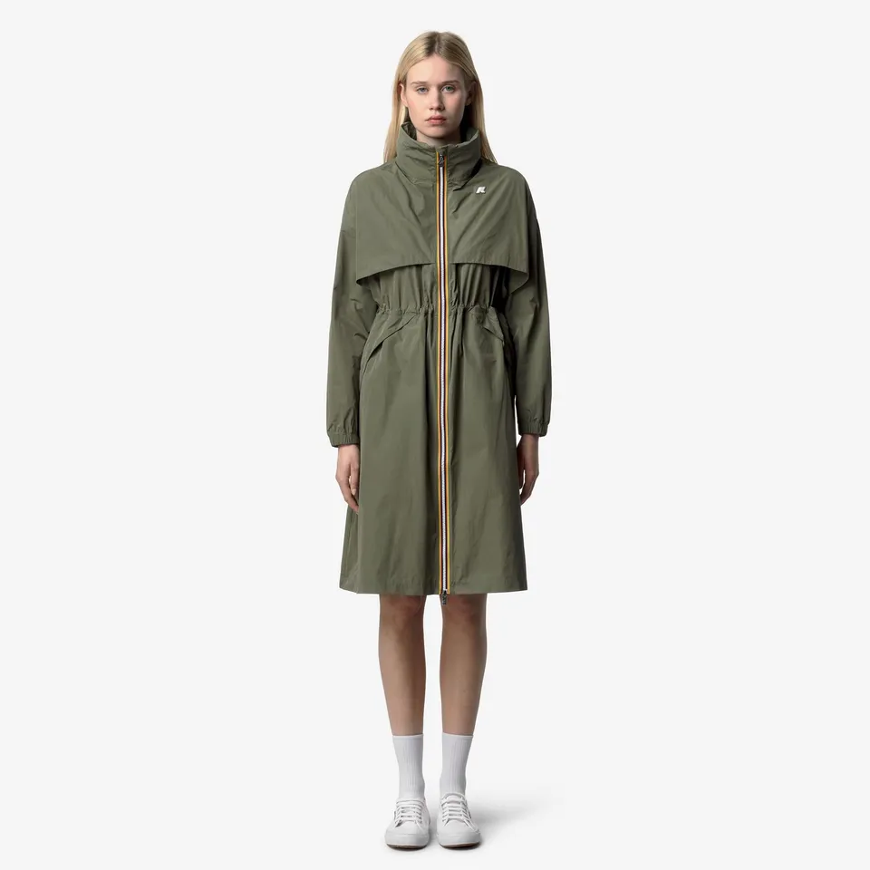 k-way-aube-memory-touch-veste-longue-femme-green-lichen image 1