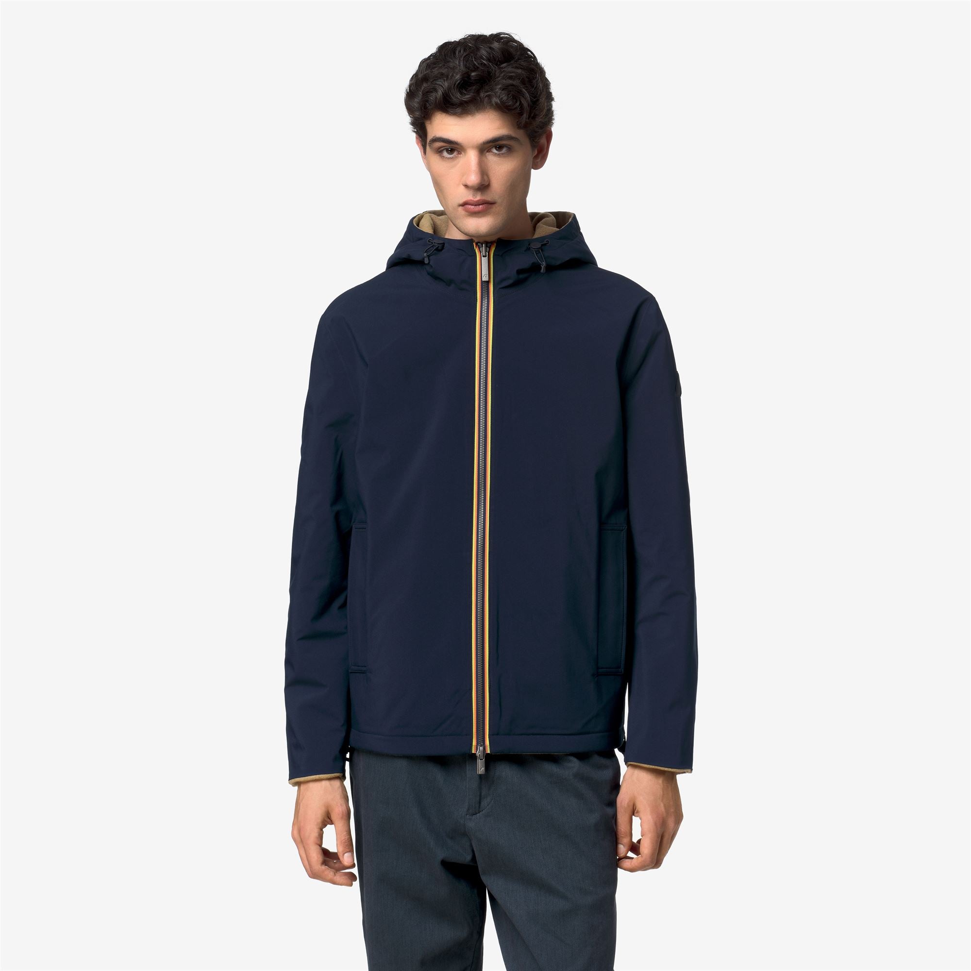 k-way-claudel-wool-bonded-double-veste-mi-longue-homme-beige-khaki-blue-depth image 7