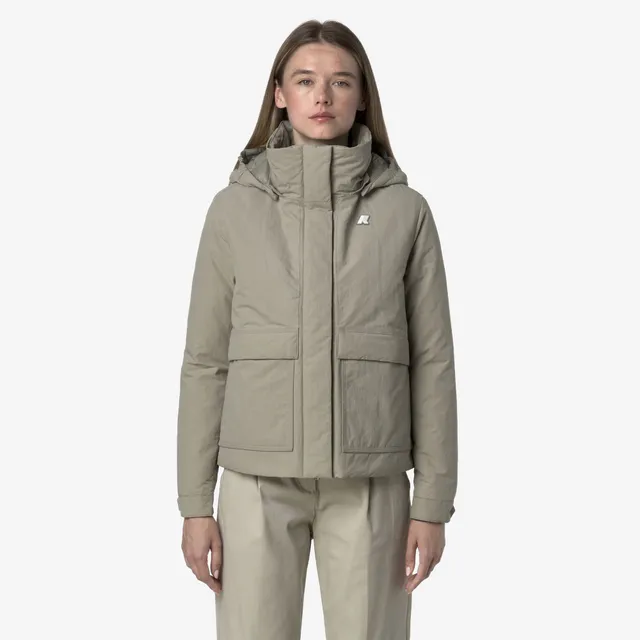 k-way-kali-warm-cotton-nylon-veste-courte-femme-green-oak image 1