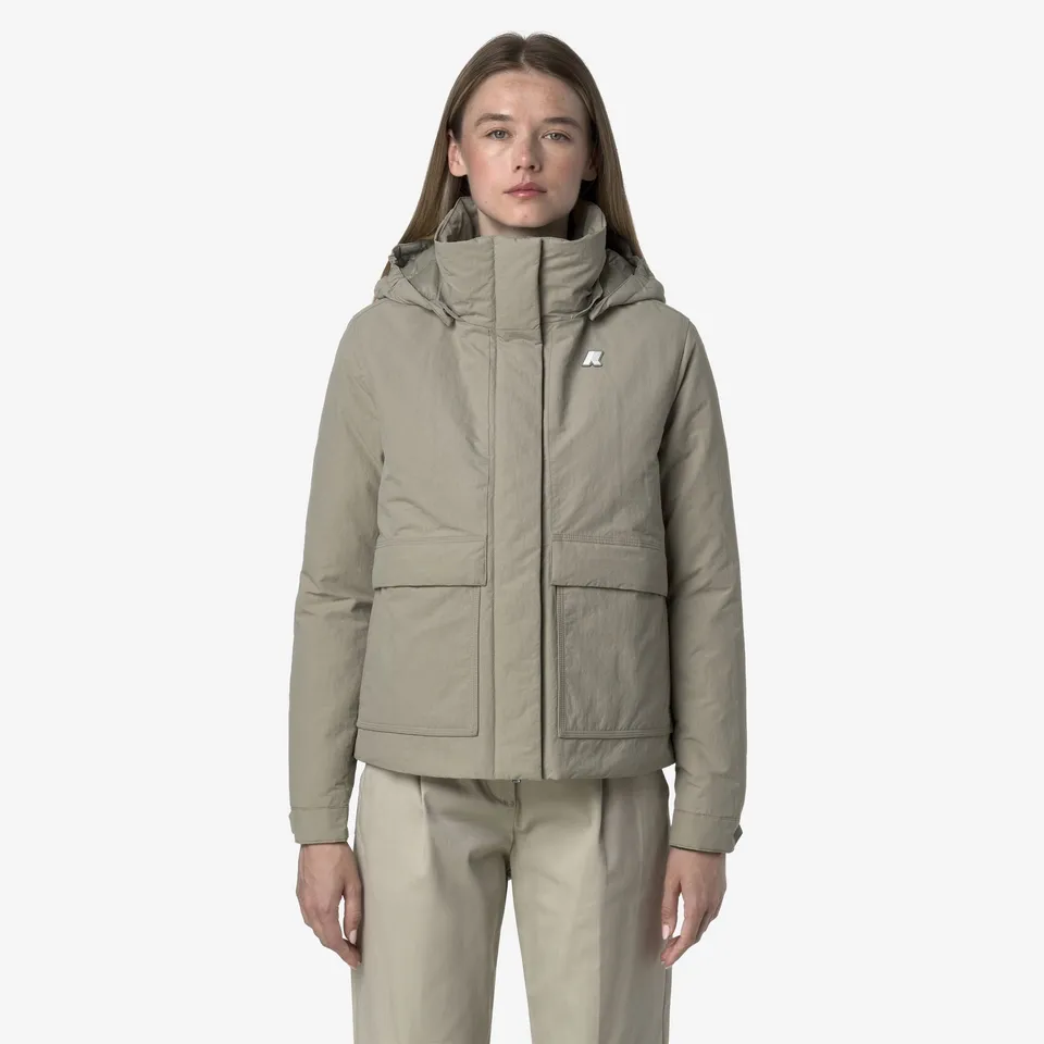 k-way-kali-warm-cotton-nylon-veste-courte-femme-green-oak image 1