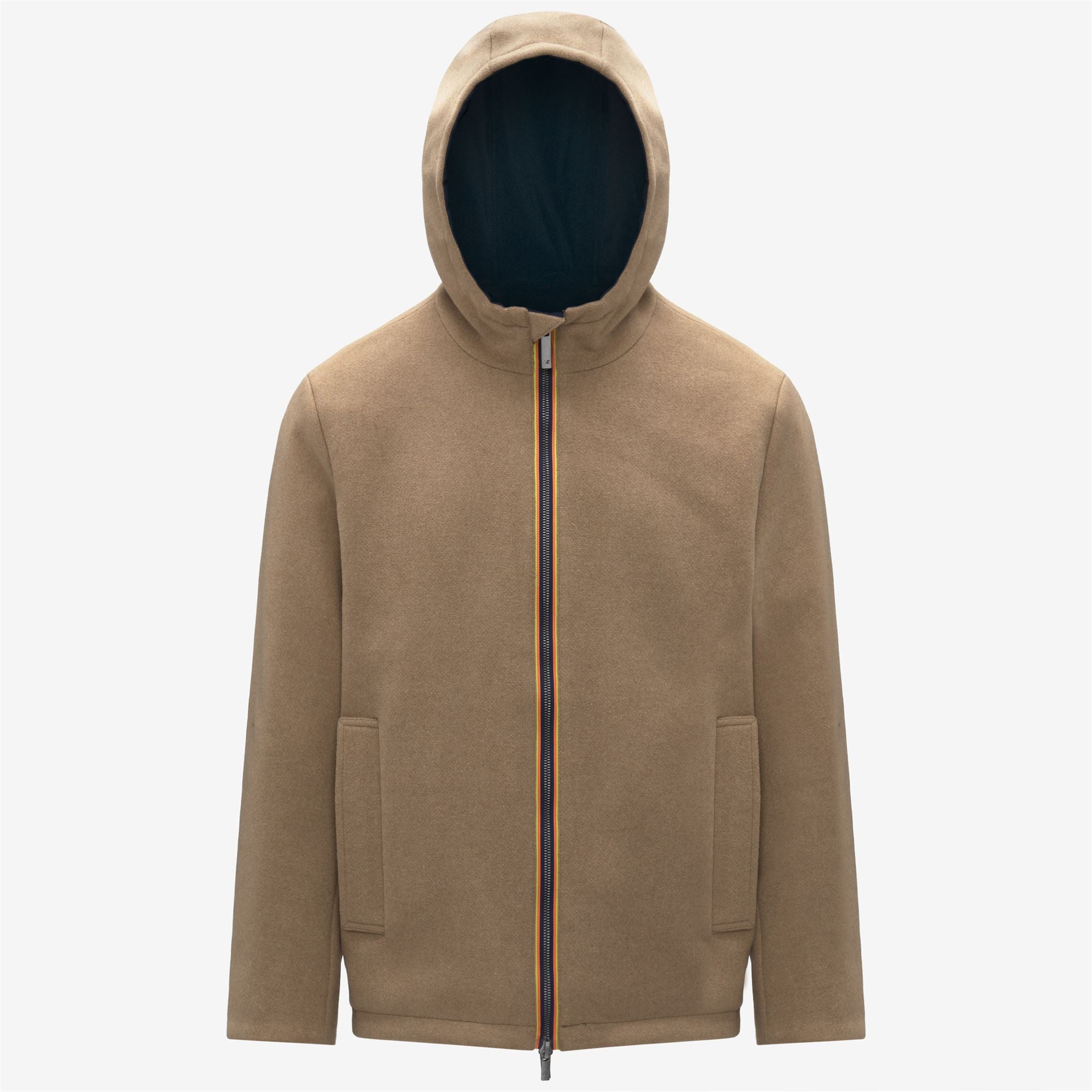 k-way-claudel-wool-bonded-double-veste-mi-longue-homme-beige-khaki-blue-depth image 4