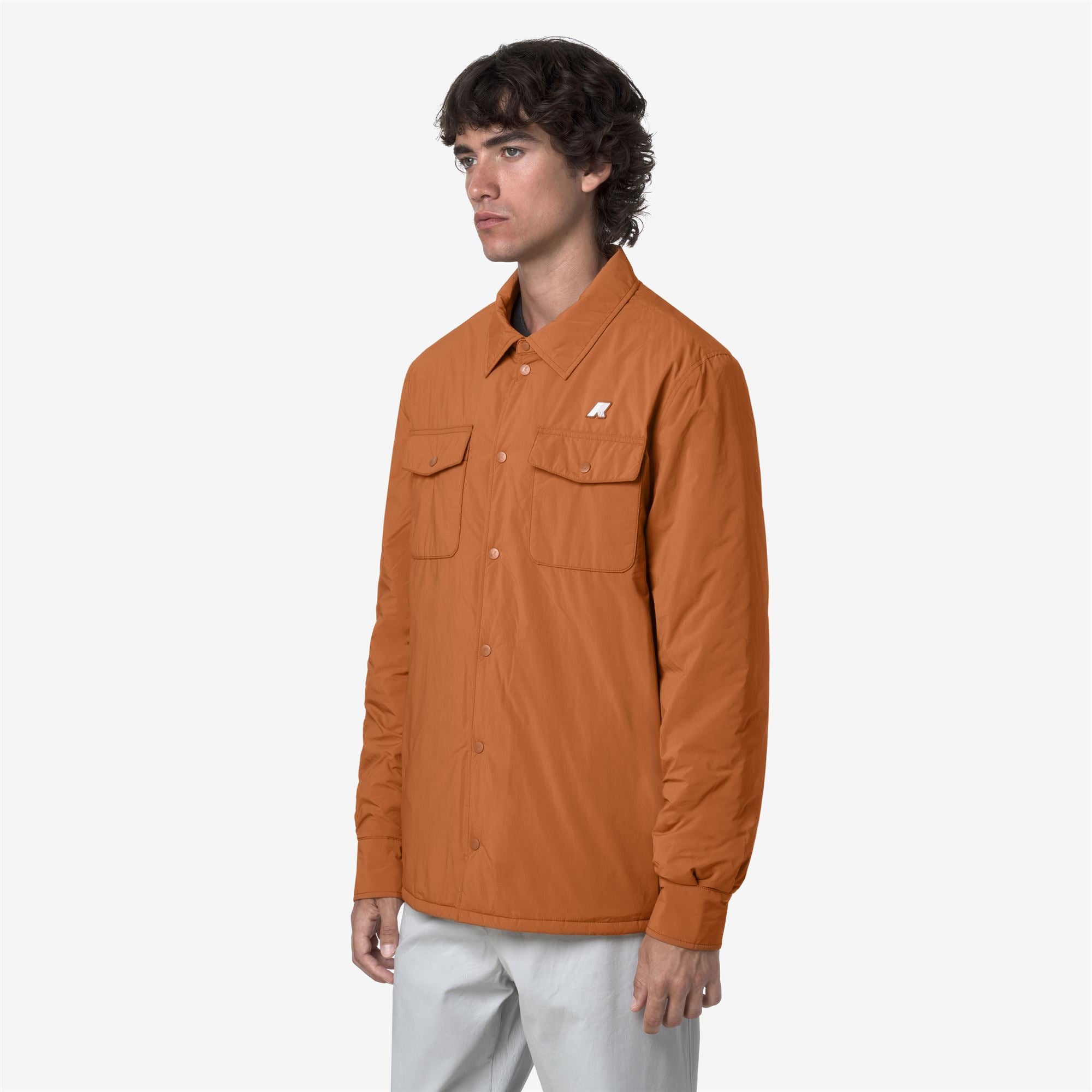 k-way-umbert-plain-warm-surchemise-courte-homme-orange-adobe image 2
