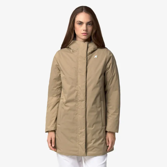 k-way-sophie-twill-soft-beaver-veste-3-4-femme-beige-khaki-grey-warm image 1