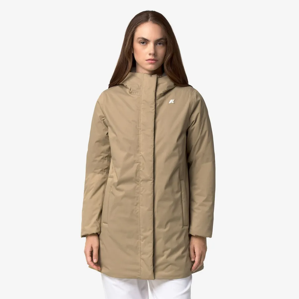 k-way-sophie-twill-soft-beaver-veste-3-4-femme-beige-khaki-grey-warm image 1