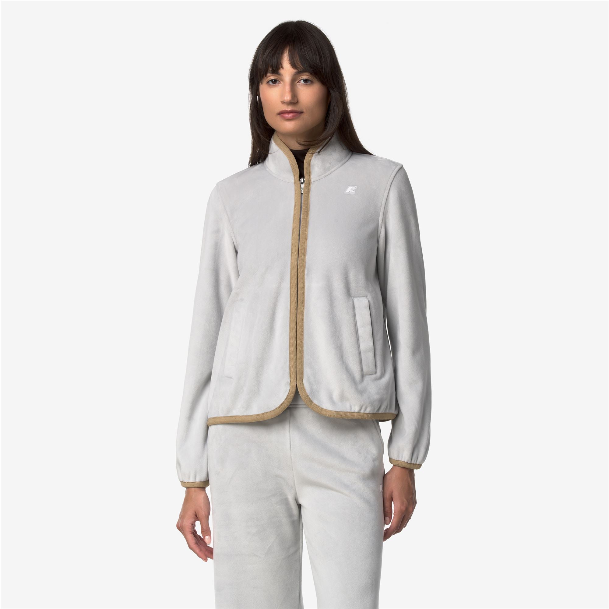 k-way-tuda-velour-polar-veste-polaire-femme-grey-ash-beige-khaki image 1