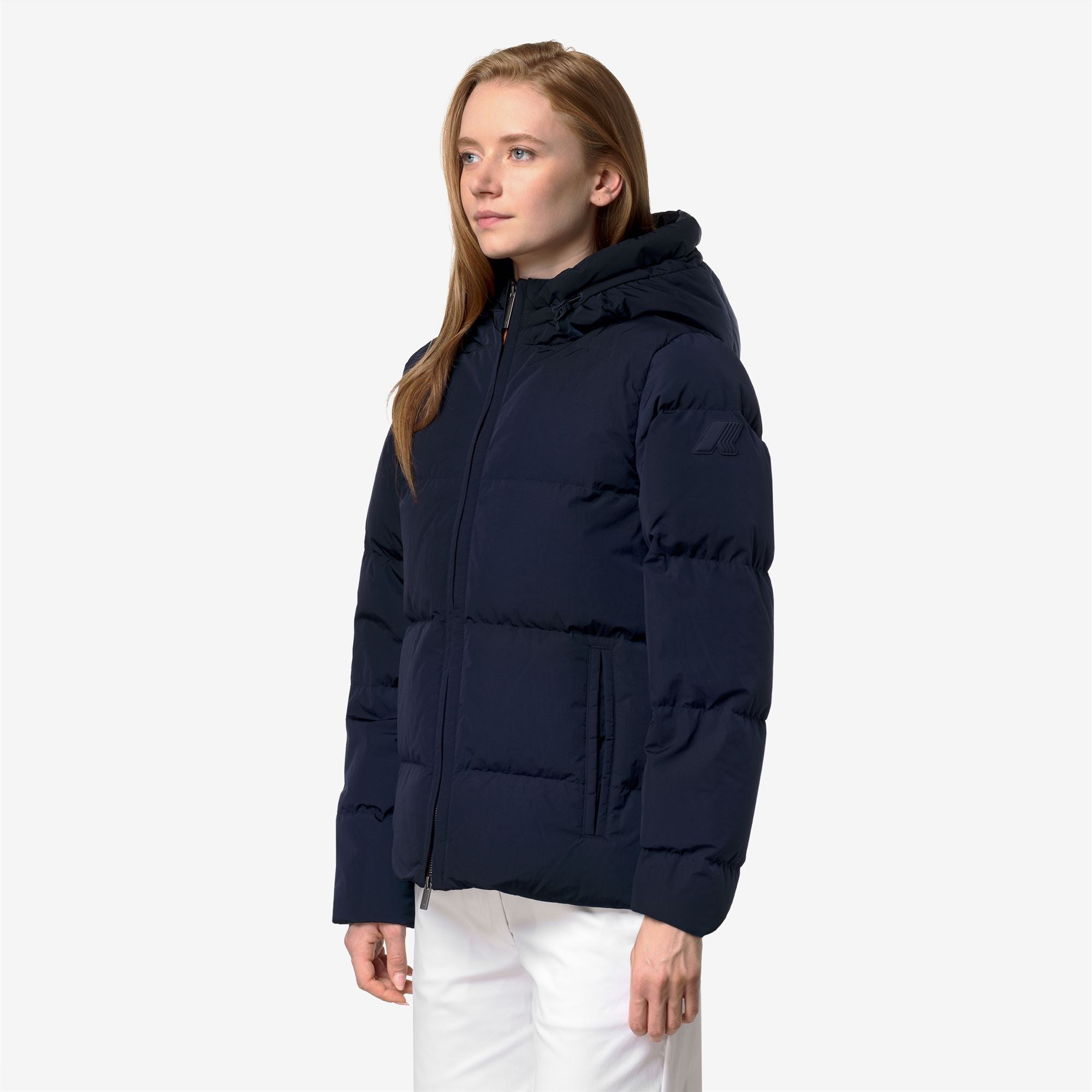 k-way-donna-shiny-nylon-fur-doudoune-court-femme-blue-depth image 2