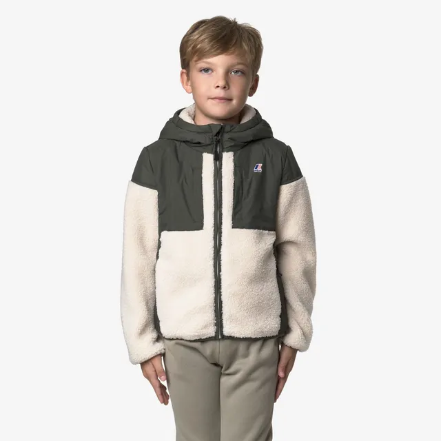 k-way-p-samson-4-0-orsetto-polaire-sherpa-enfant-green-blackish-ecru image 1