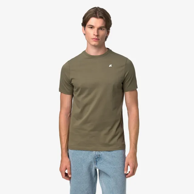 k-way-odom-jersey-peach-t-shirt-homme-green-army image 1