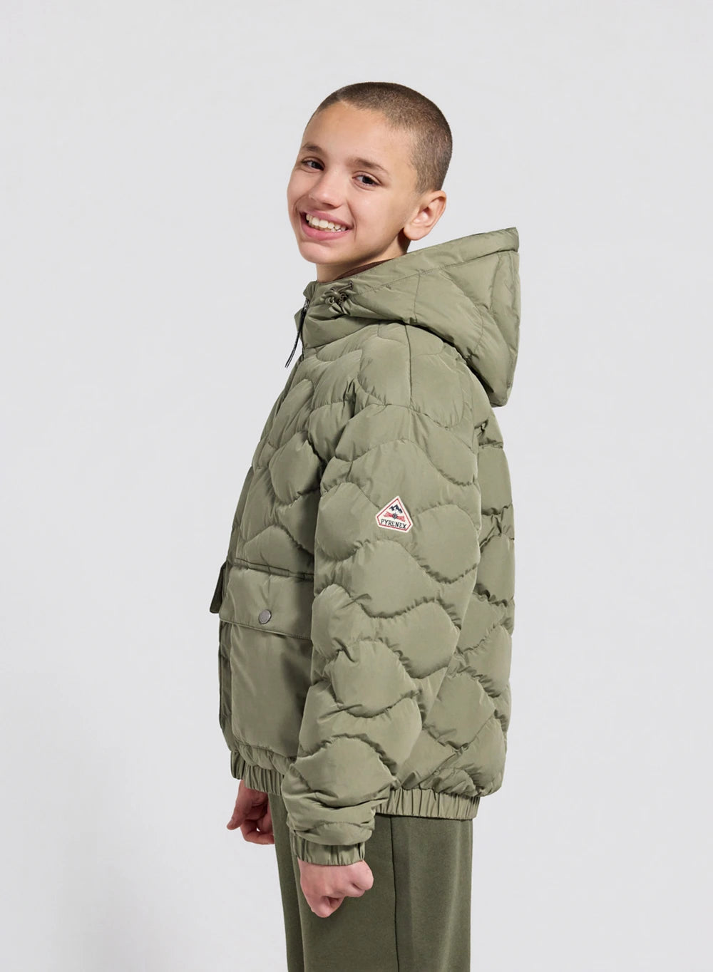 pyrenex-beille-doudoune-bomber-capuche-enfant-kaki-clair image 5