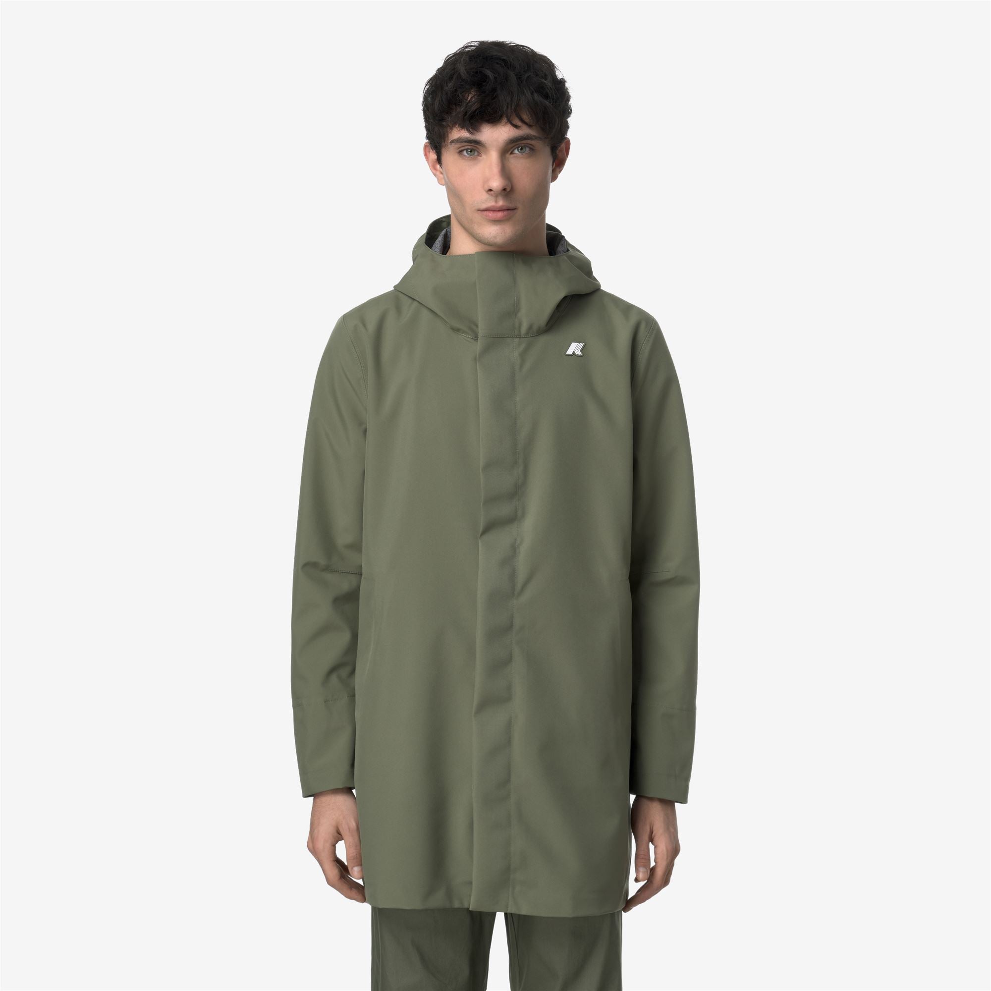 k-way-tommy-bonded-jersey-parka-longueur-3-4-homme-green-lichen image 1