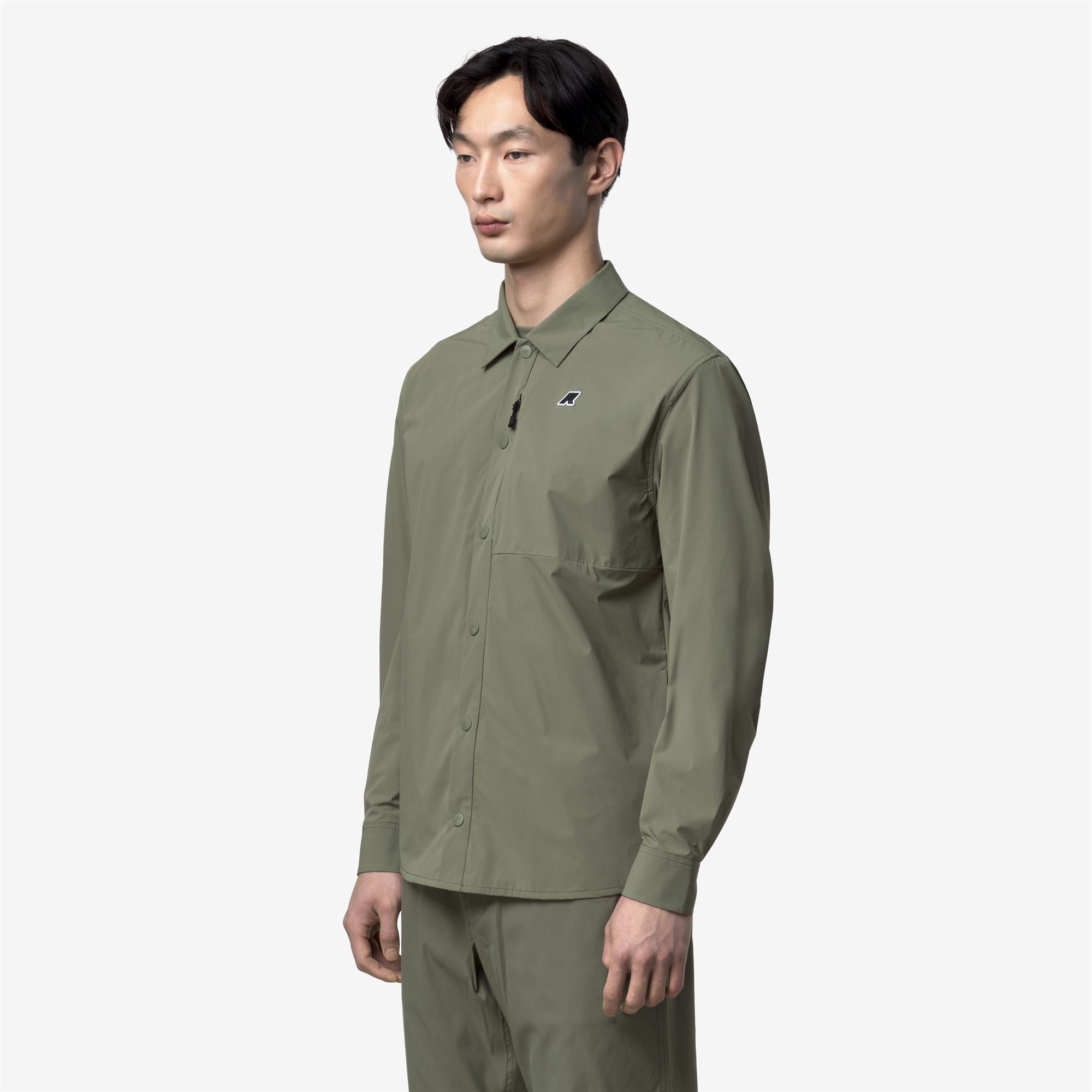 k-way-recher-chemise-longue-homme-technique-green-lichen image 2