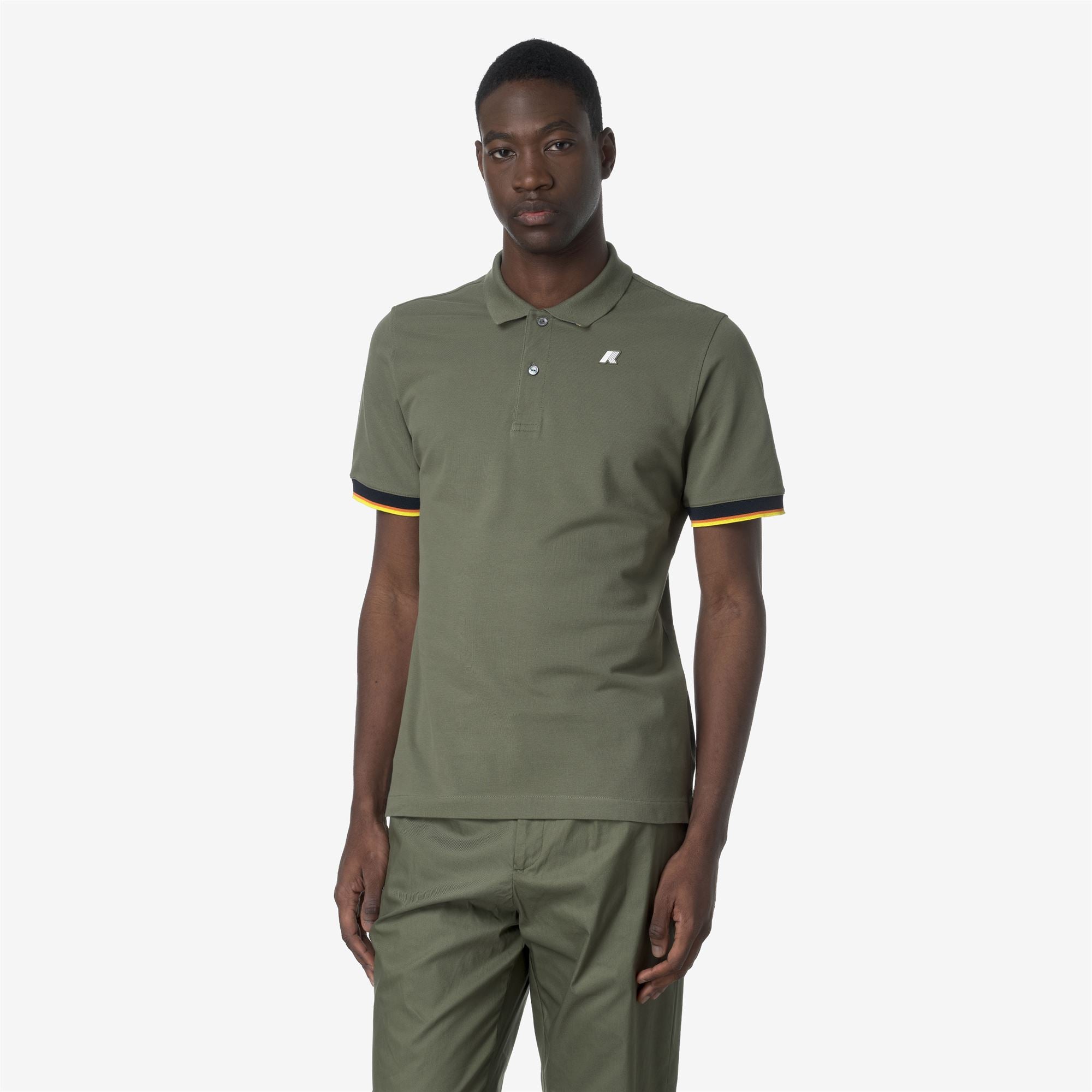 k-way-vincent-piqu-slim-polo-homme-green-lichen image 1