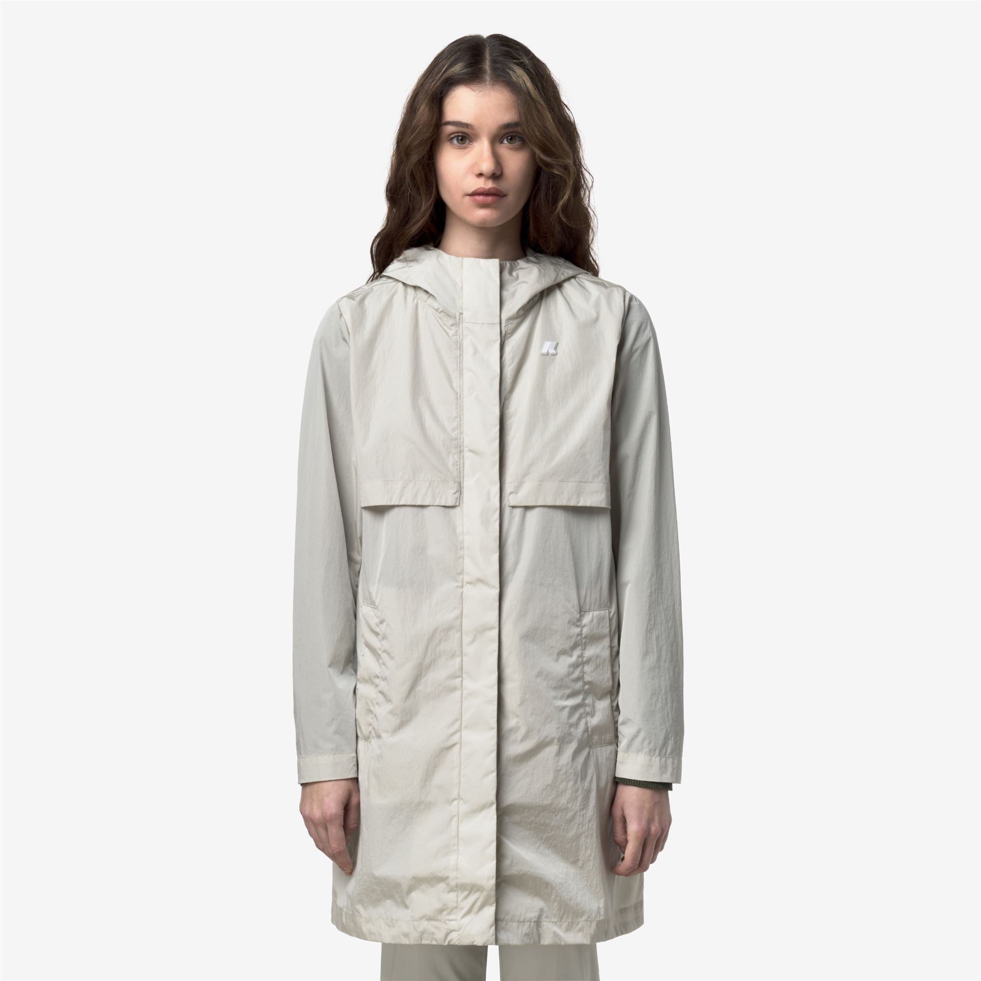 k-way-sophilene-satin-glass-veste-mi-longue-femme-beige-lt image 1