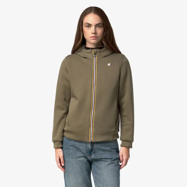 k-way-deva-light-spacer-fur-double-veste-r-versible-femme-green-army-fur image 1