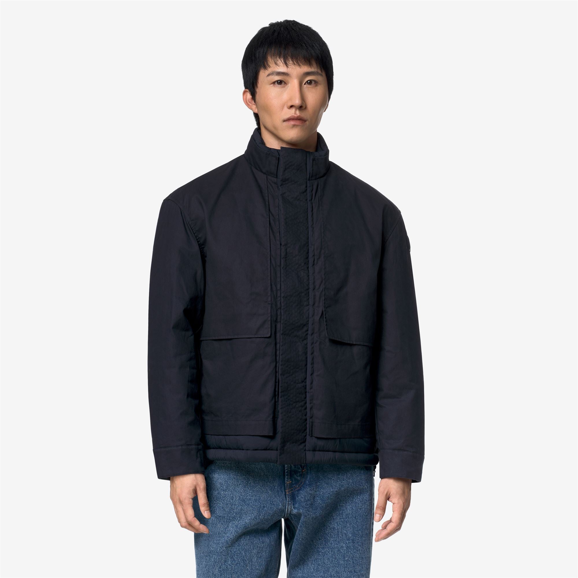 k-way-cargi-wax-cotton-nylon-veste-court-homme-blue-depth image 1