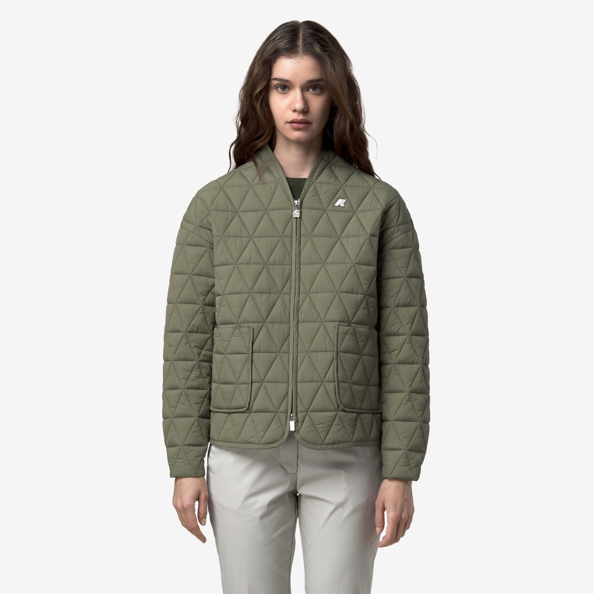 k-way-selime-diamond-quilted-warm-veste-mi-longue-femme-green-lichen image 1