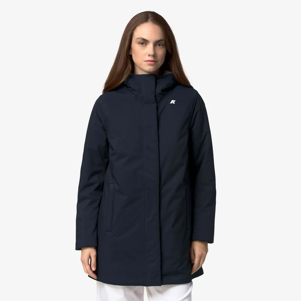 k-way-sophie-twill-soft-beaver-veste-3-4-femme-blue-d-grey-w image 1