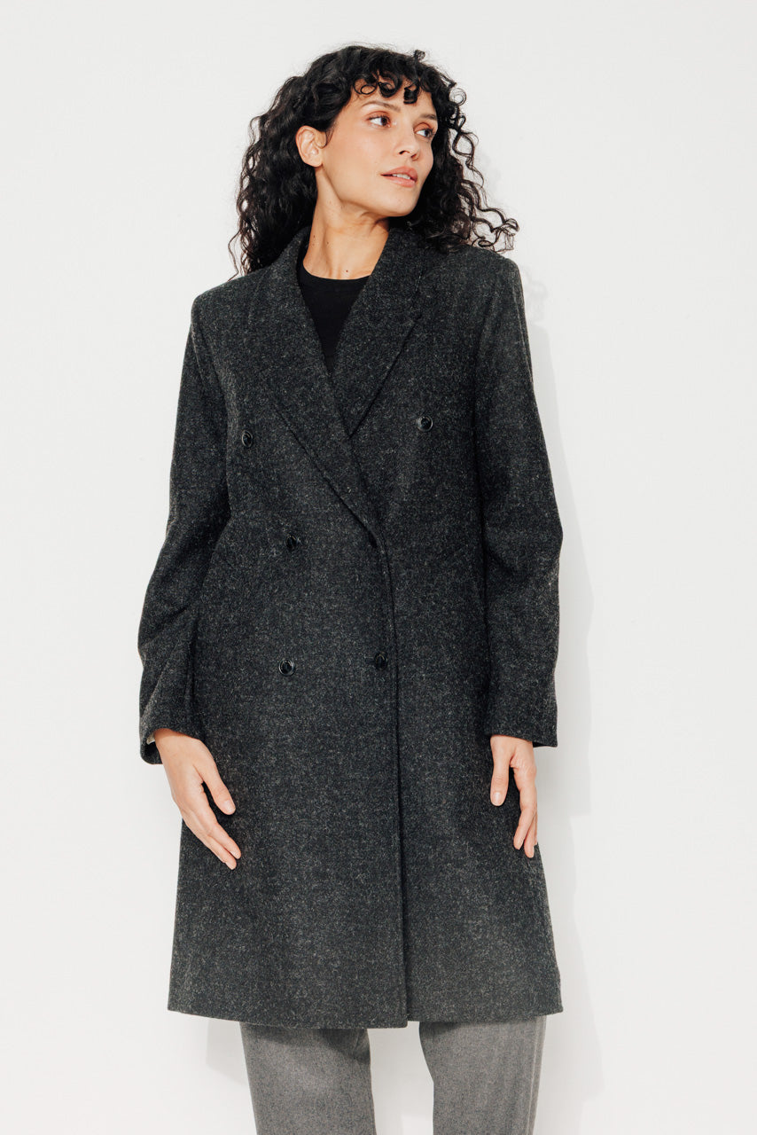 trench-coat-peuplier-manteau-mi-long-drap-de-laine-shetland-gris-fonc image 1