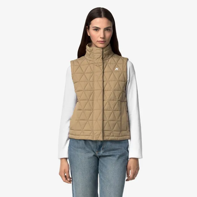 k-way-satine-diamond-quilted-warm-gilet-femme-beige-khaki image 1