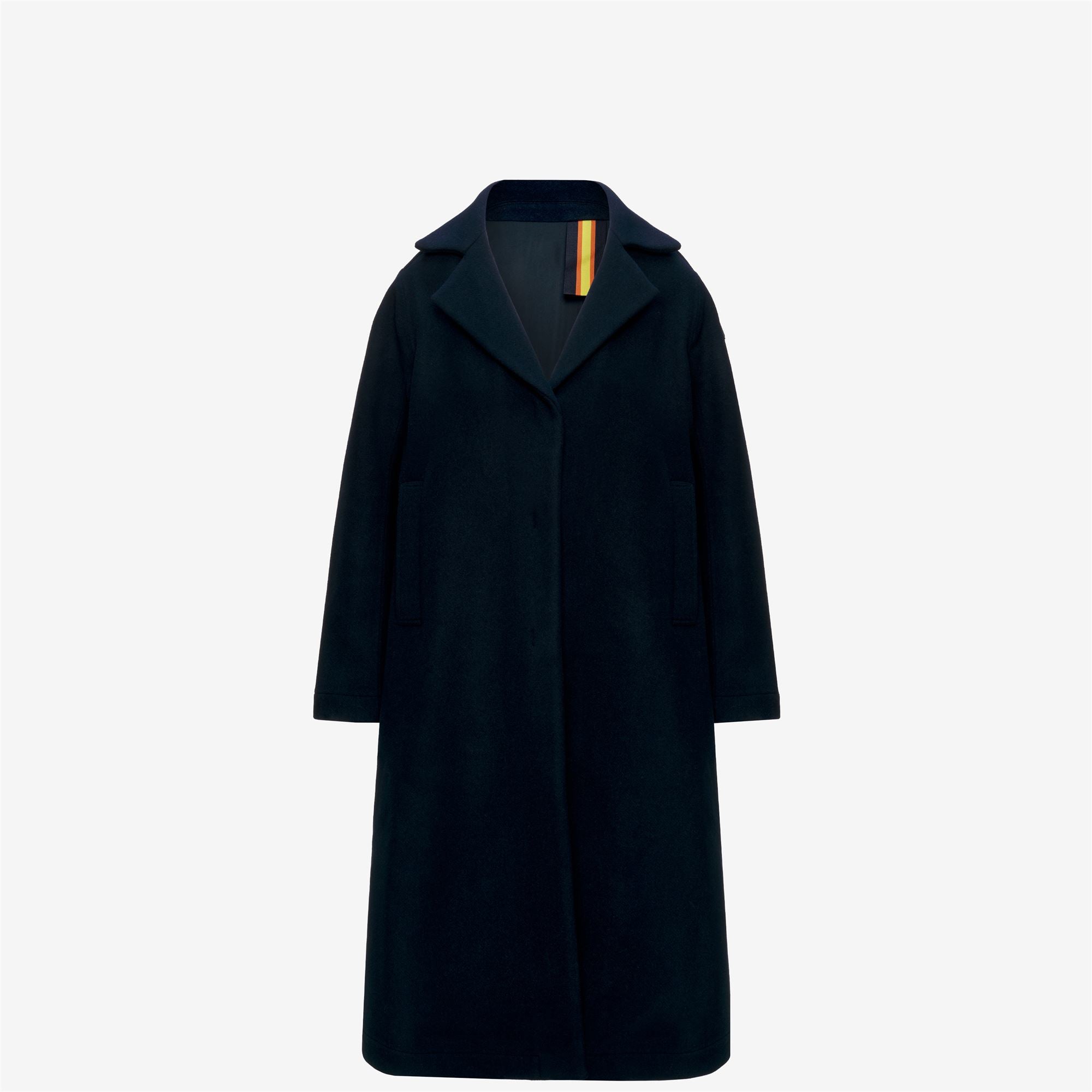 k-way-lana-wool-nylon-manteau-long-femme-blue-depth-green-gold image 6