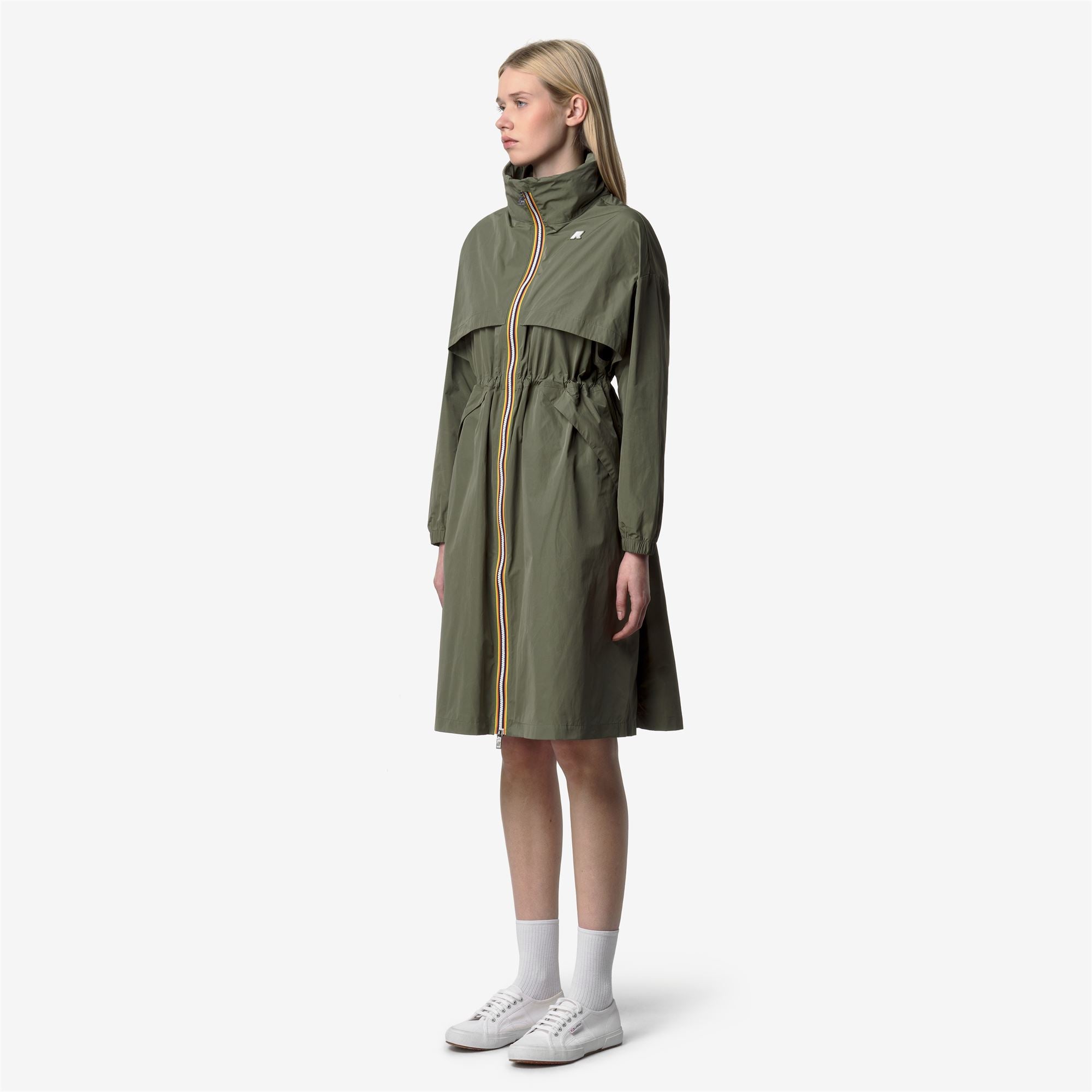k-way-aube-memory-touch-veste-longue-femme-green-lichen image 2