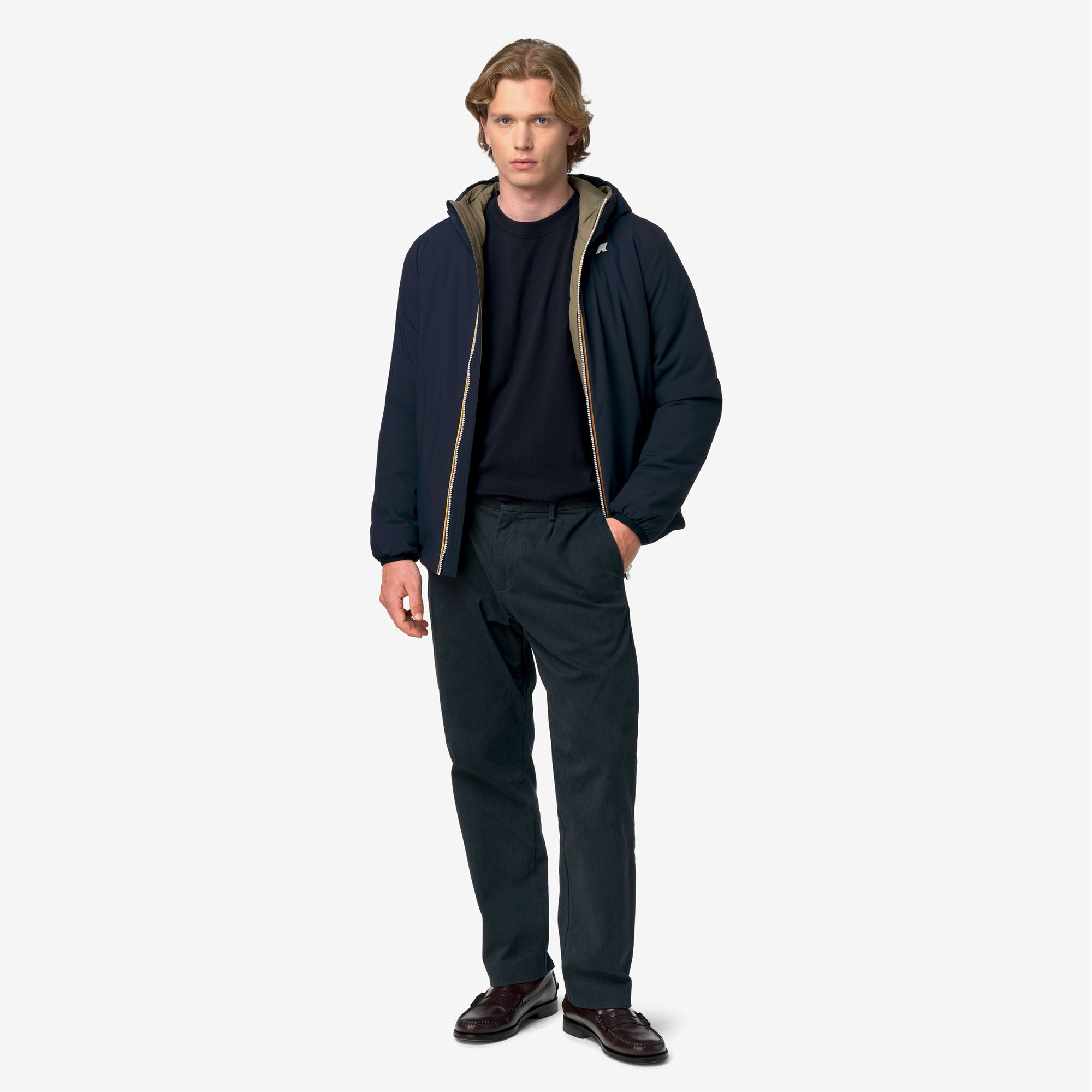 k-way-jack-st-warm-double-veste-court-r-versible-homme-blue-depth-green-army image 4