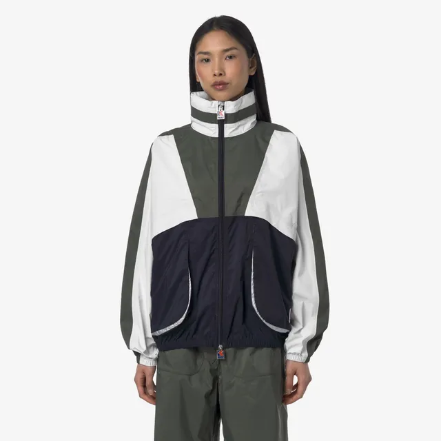 k-way-7002-full-zip-veste-courte-unisexe-blue-white-green image 1