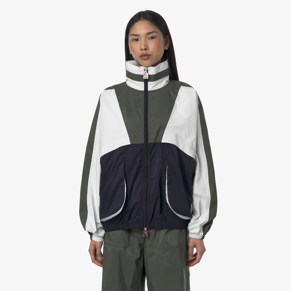 k-way-7002-full-zip-veste-courte-unisexe-blue-white-green image 1