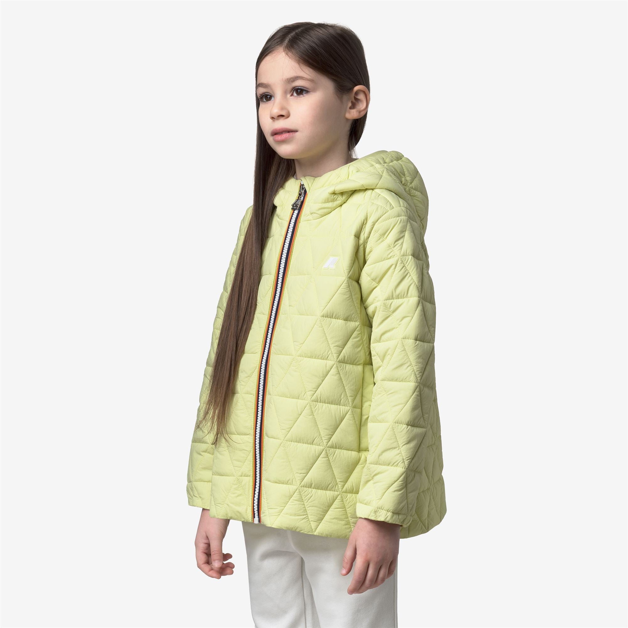 k-way-p-madlaine-diamond-quilted-warm-veste-court-fille-yellow-lime image 2