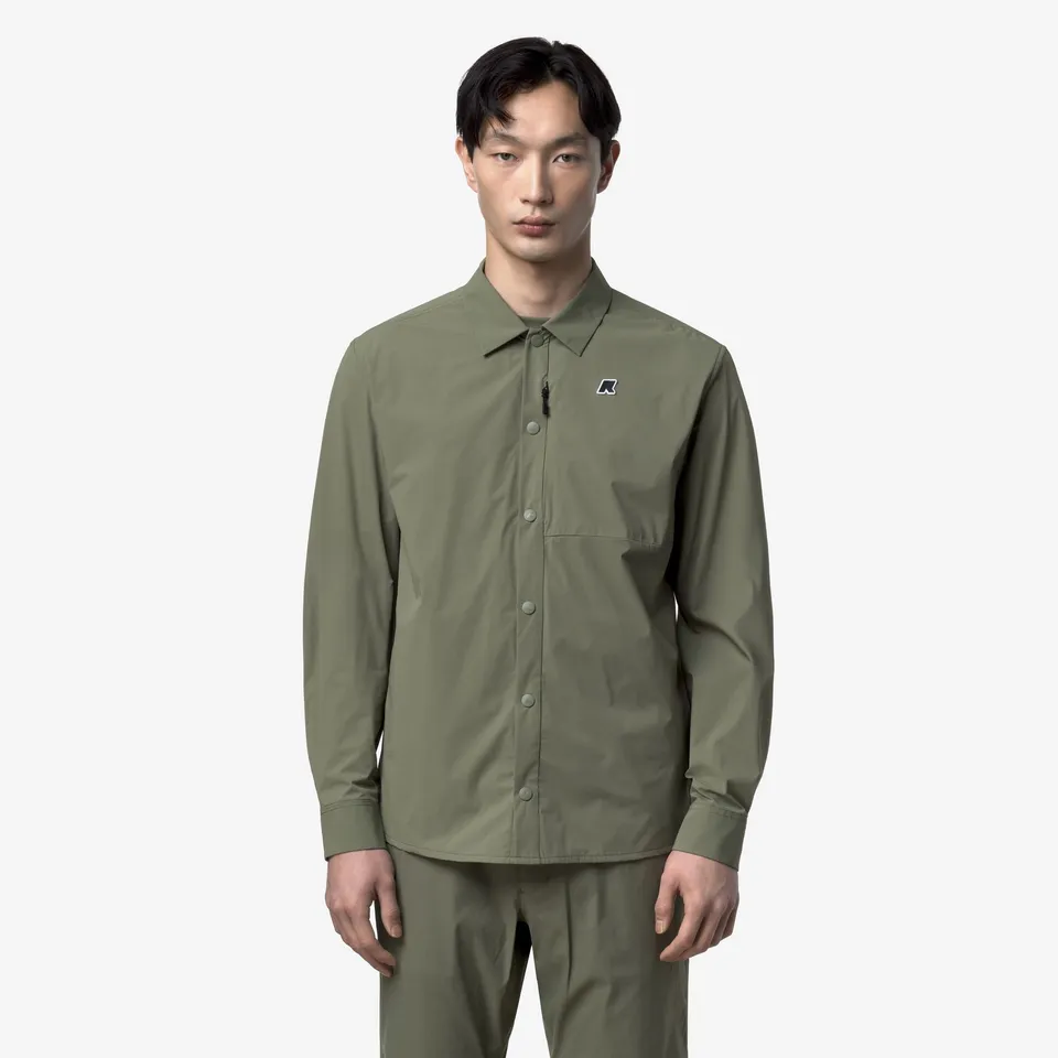 k-way-recher-chemise-longue-homme-technique-green-lichen image 1