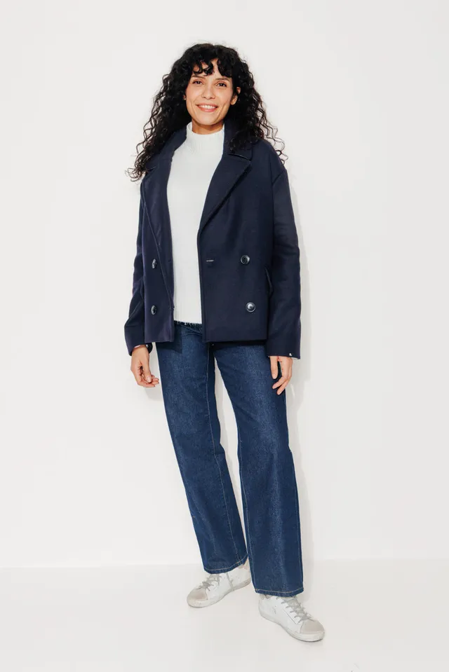 trench-coat-murier-manteau-court-oversize-drap-laine-vierge-marine image 1