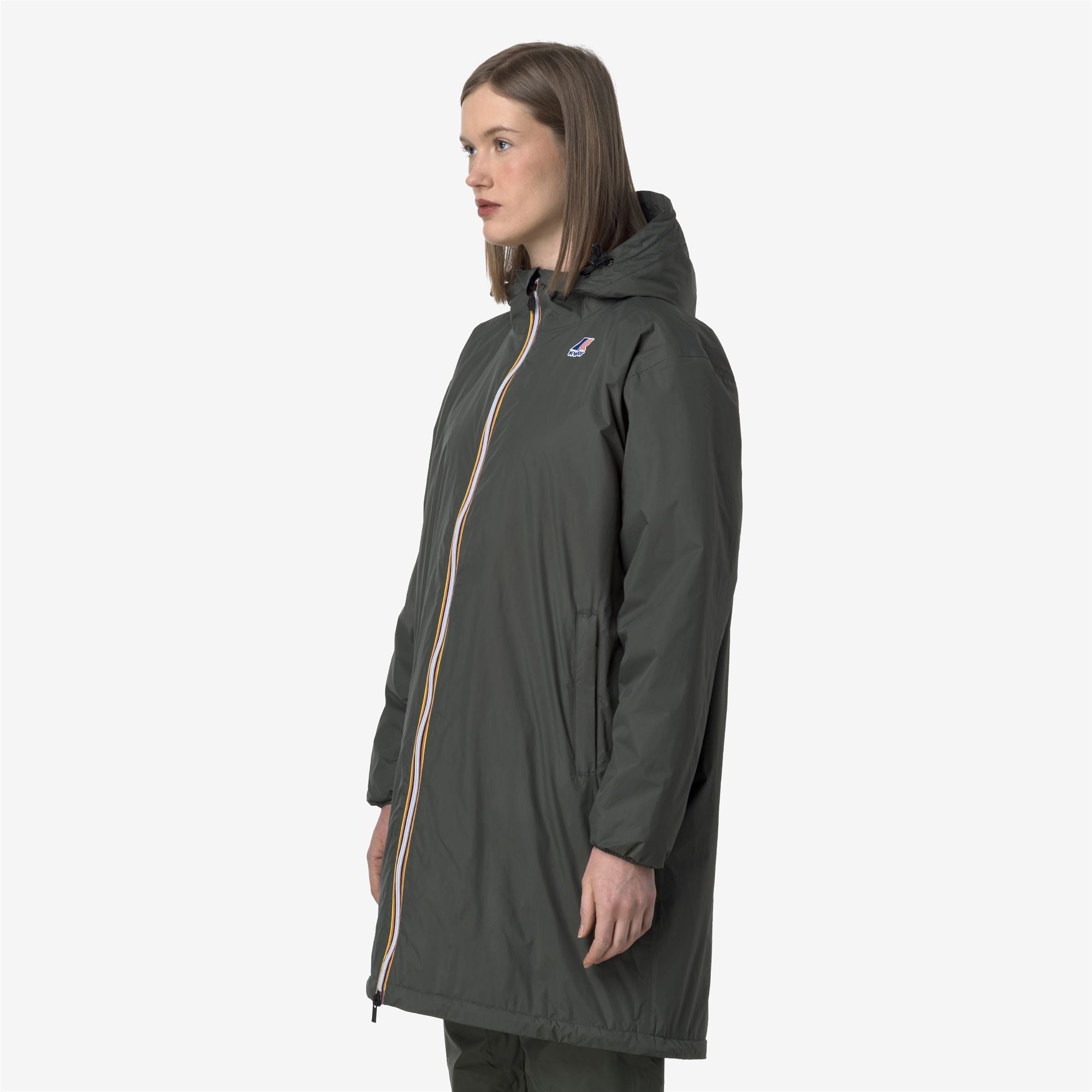 k-way-le-vrai-4-0-eiffel-east-warm-manteau-de-pluie-3-4-unisexe-green-blackish image 3