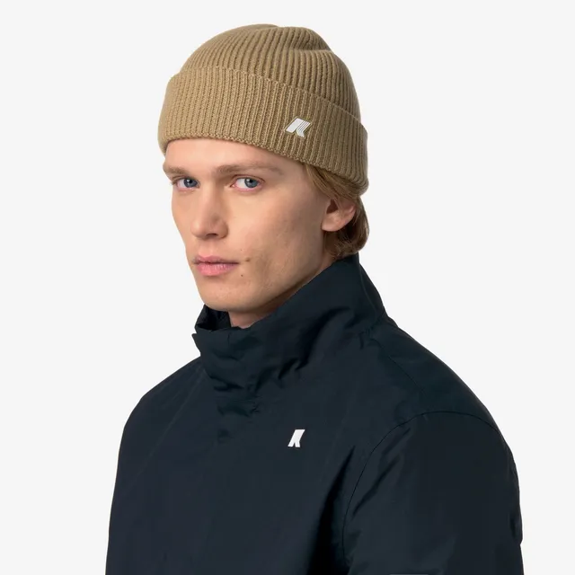 k-way-brice-cardigan-stitch-wool-bonnet-unisexe-beige-khaki image 1