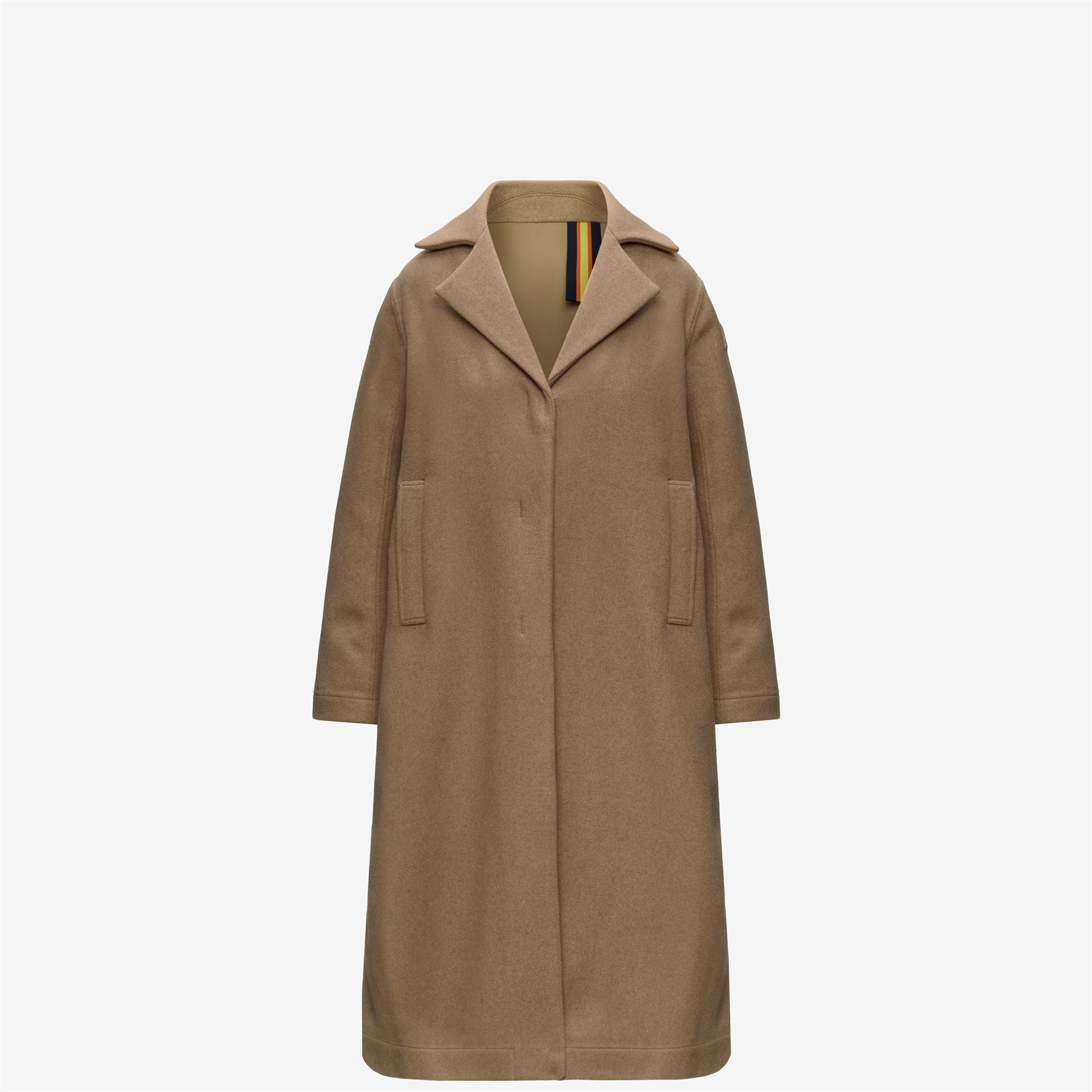 k-way-lana-wool-nylon-manteau-long-femme-beige-khaki-blue-depth image 6