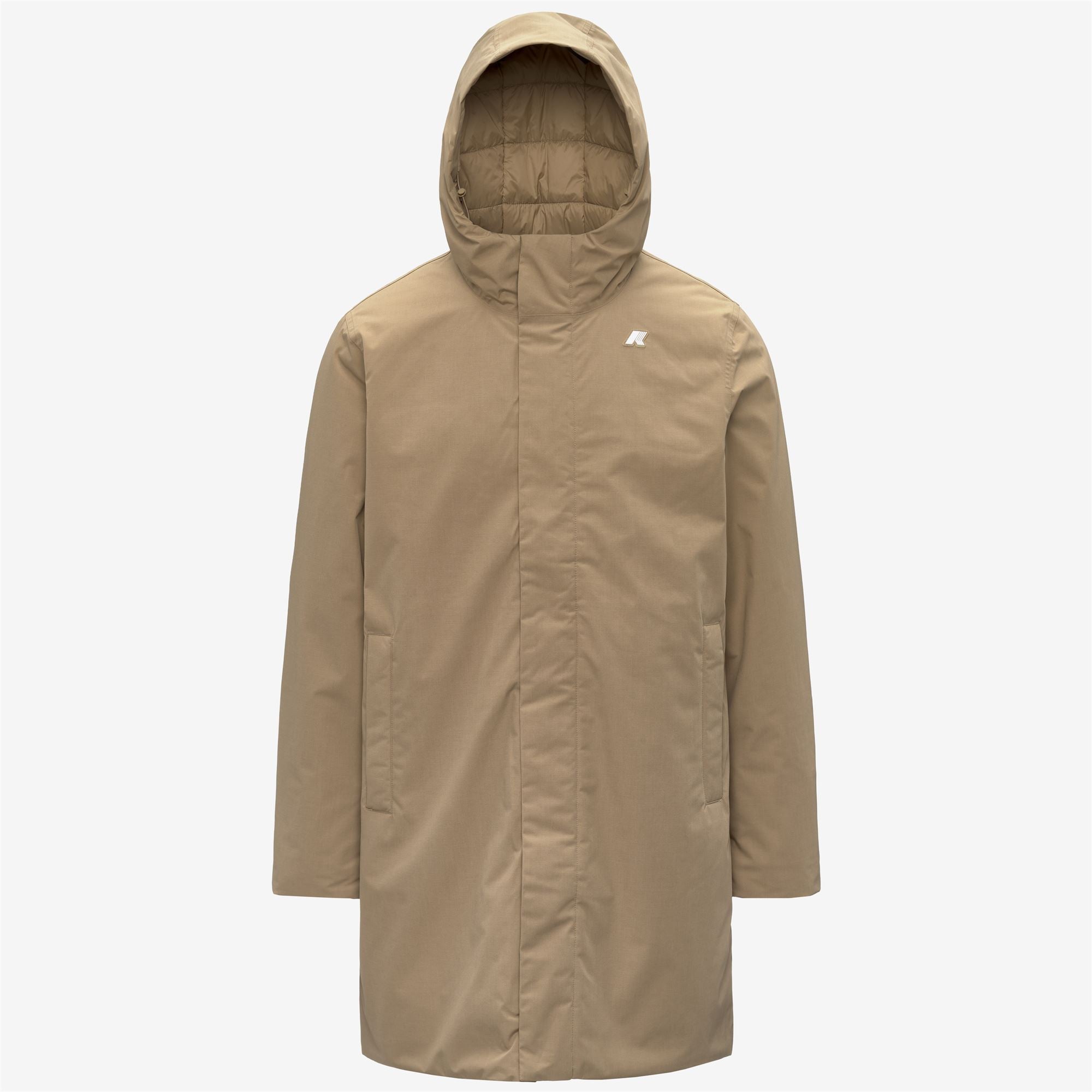 k-way-thomas-warm-micro-canvas-long-veste-3-4-homme-beige-khaki image 5