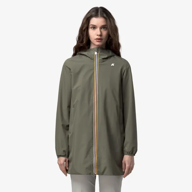 k-way-sophie-stretch-poly-jersey-veste-mi-longue-femme-green-lichen image 1