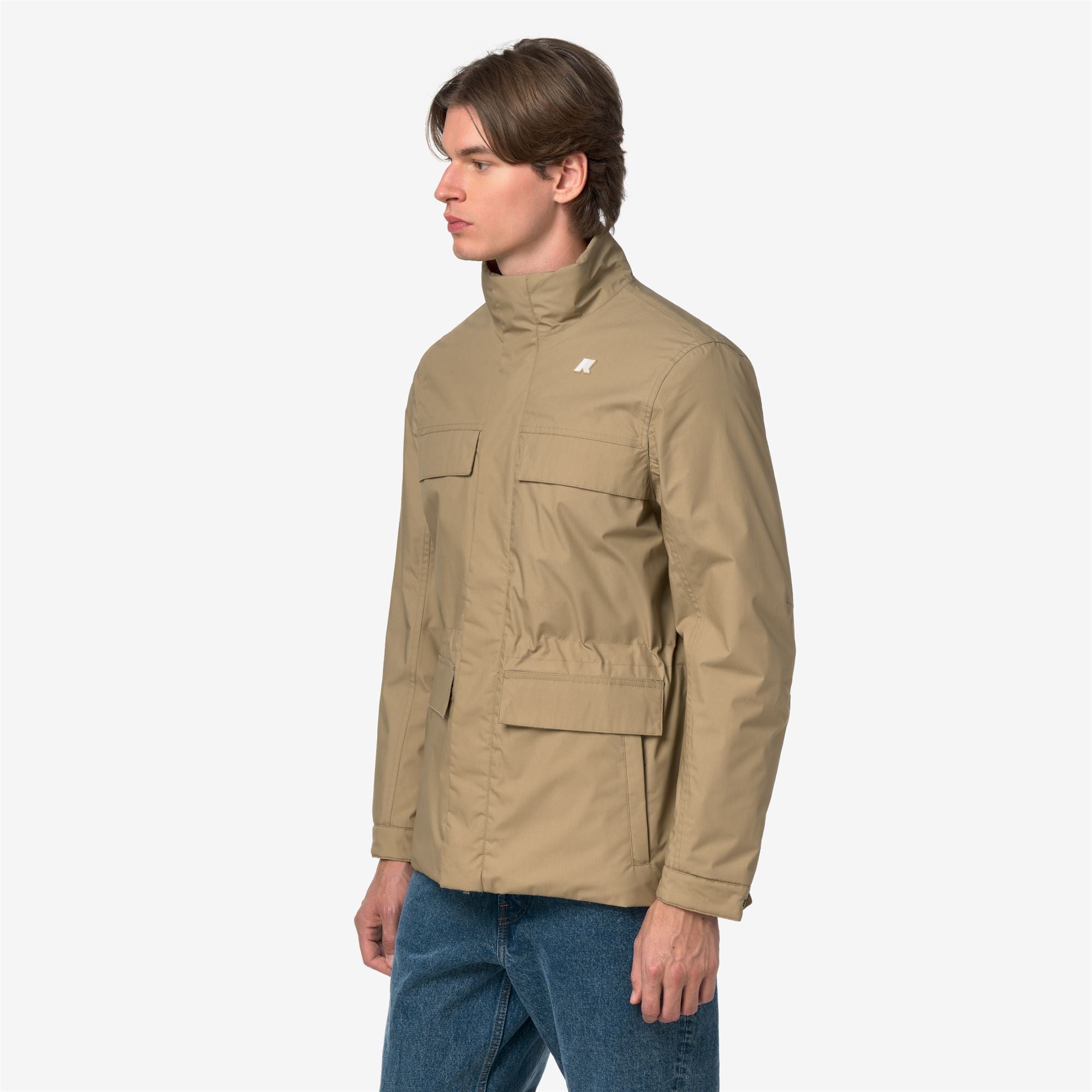 k-way-manuene-warm-micro-canvas-veste-milieu-homme-beige-khaki image 2