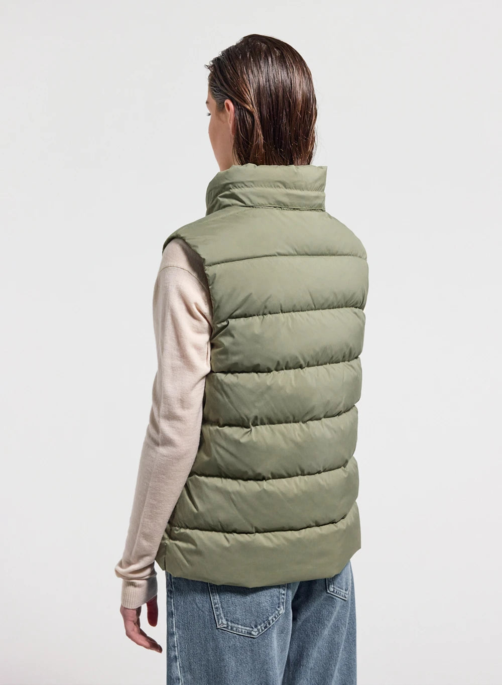 pyrenex-spoutnic-doudoune-sans-manches-femme-capuche-amovible-khaki-clair image 5