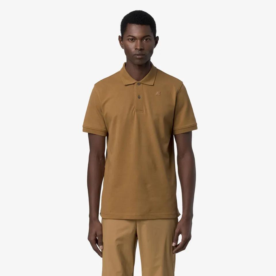 k-way-amedee-pique-slim-polo-homme-brown-bistre image 1